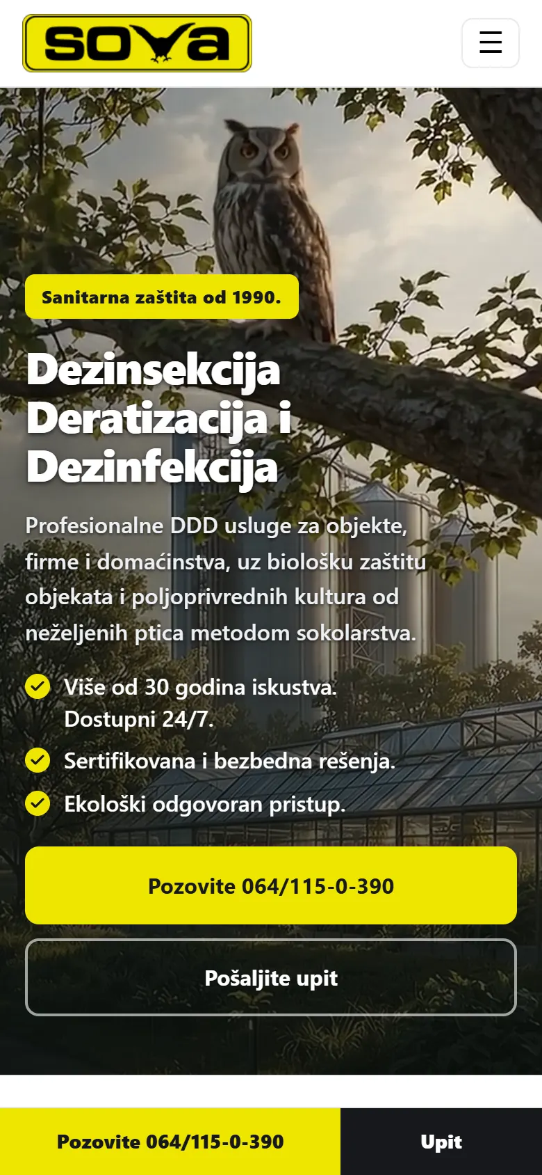 DDD SOVA — novi sajt — prikaz na telefonu